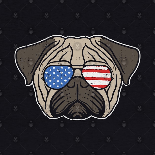 Cute Pug American Flag Dog T-Shirt 4th of July Patriotic Shirt United States Gift by Shirtbubble